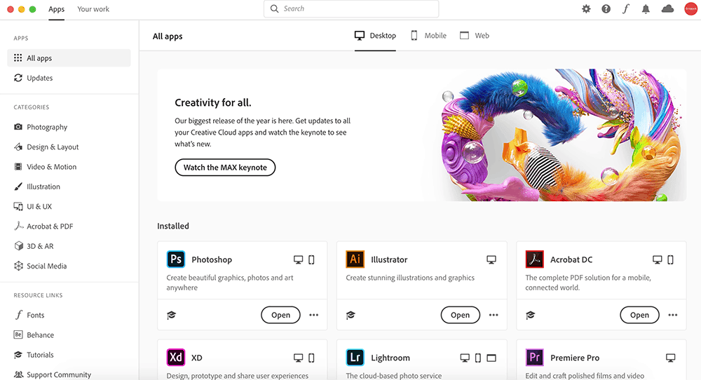 Adobe Creative Cloud ในงาน Adobe Max 2019